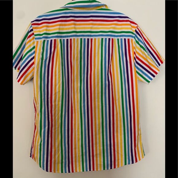 Anthropology Trinity multicolored striped short-sleeved shirt, great condition,L - Picture 4 of 5